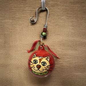 Glory Haus Hand Painted Red Cat Christmas Ornament Whimsical (E3)